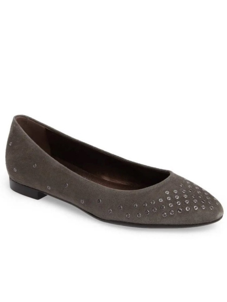 New Agl Grey Mist Suede Grommet Flats Pointed Toe Slip On Shoe Nordstrom Minimal
